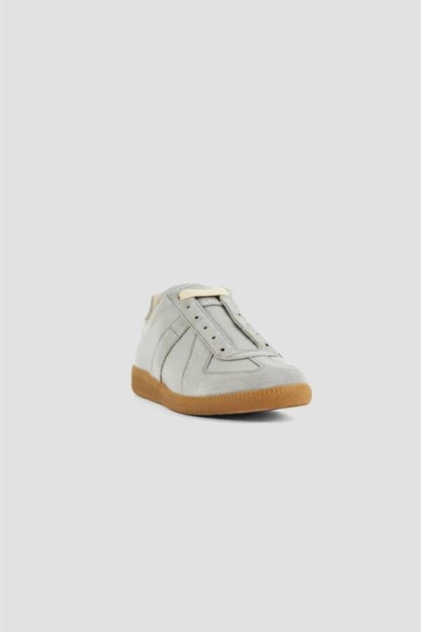 Maison Margiela Blauw-Grijze Leren Sneakers met Witte Details Gray Heren