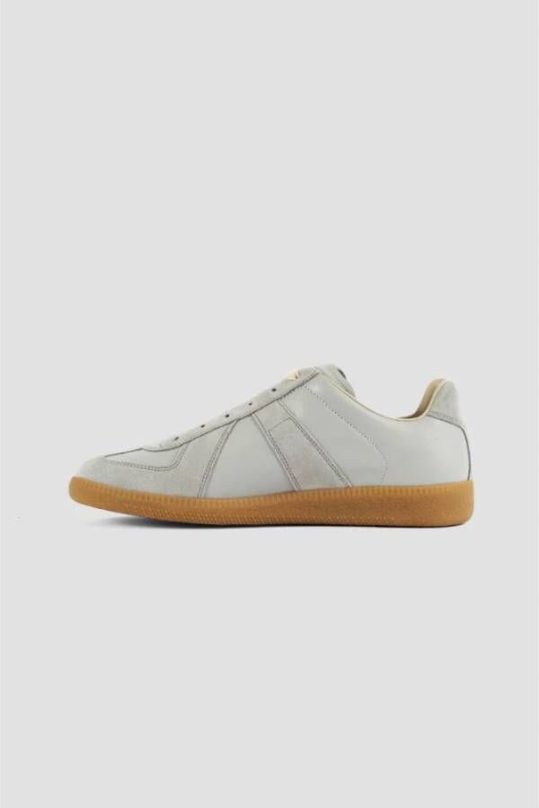 Maison Margiela Blauw-Grijze Leren Sneakers met Witte Details Gray Heren