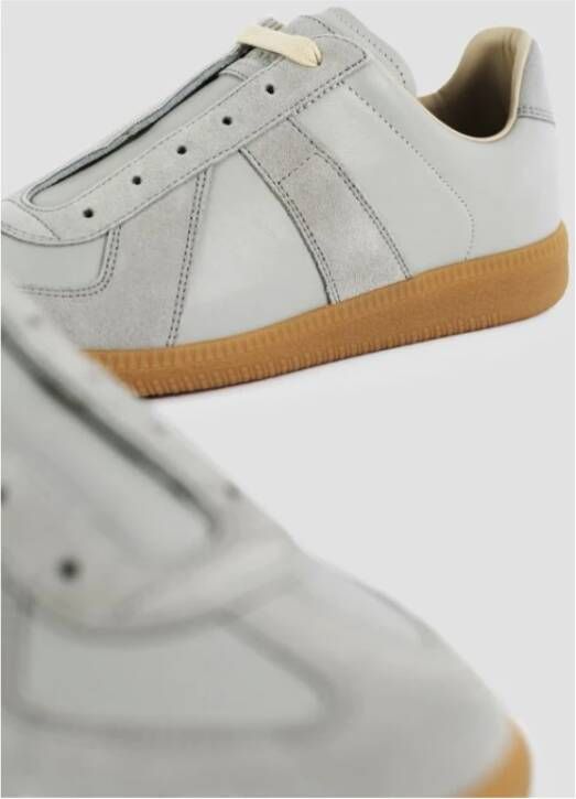 Maison Margiela Blauw-Grijze Leren Sneakers met Witte Details Gray Heren