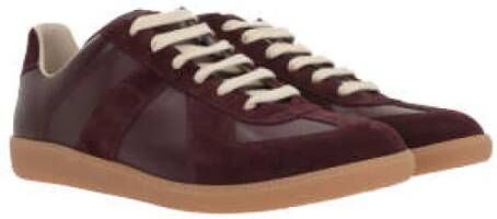 Maison Margiela Bordeaux Low-Top Sneakers Leer Suède Red Heren