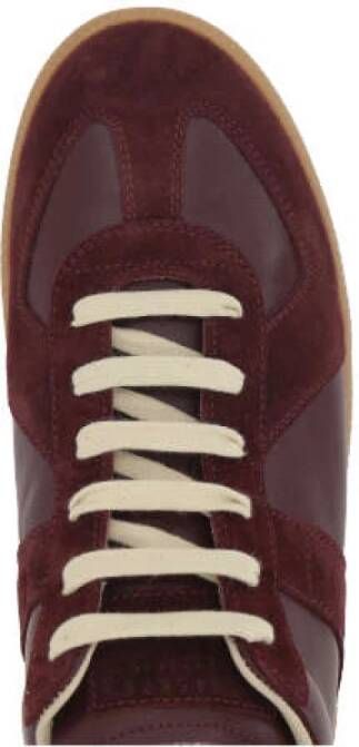 Maison Margiela Bordeaux Low-Top Sneakers Leer Suède Red Heren