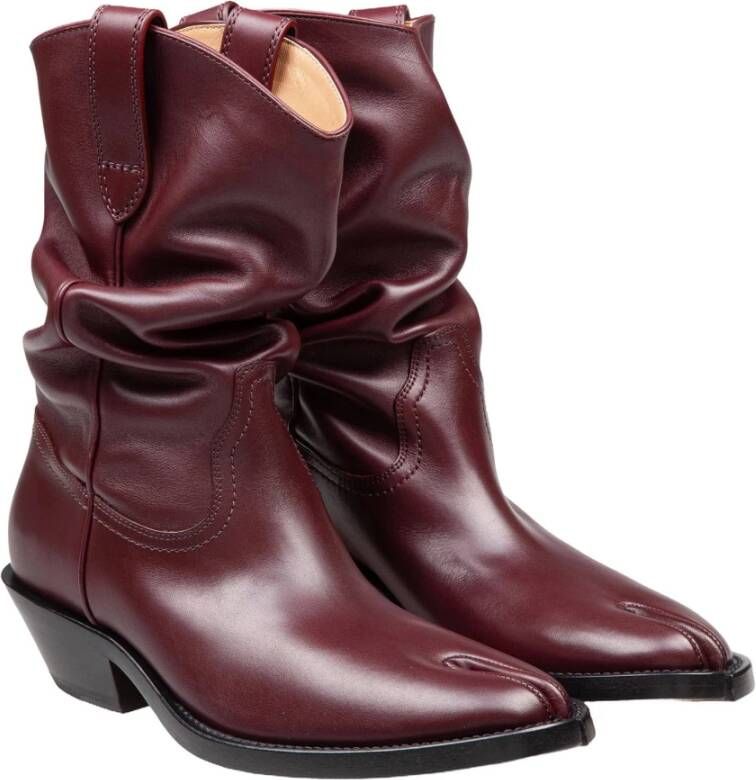 Maison Margiela Bordeaux Tabi Cowboy Enkellaarzen Brown Dames