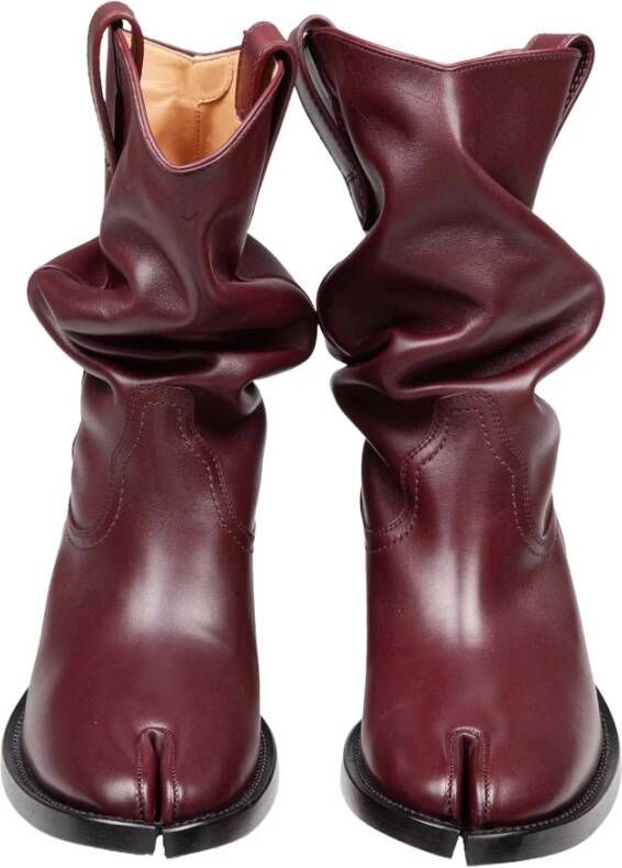 Maison Margiela Bordeaux Tabi Cowboy Enkellaarzen Brown Dames