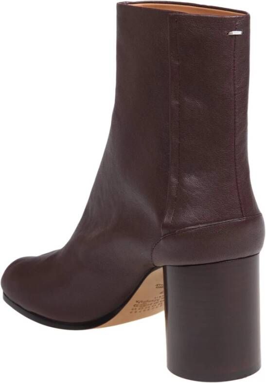 Maison Margiela Bruine Leren Enkellaarzen Ronde Neus Brown Dames