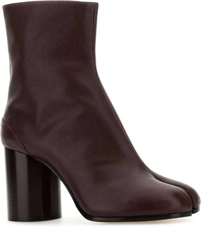 Maison Margiela Burgundy Leren Tabi Enkellaarzen Red Dames