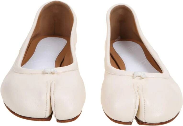 Maison Margiela Crème Leren Tabi Ballerina Schoenen Beige Dames