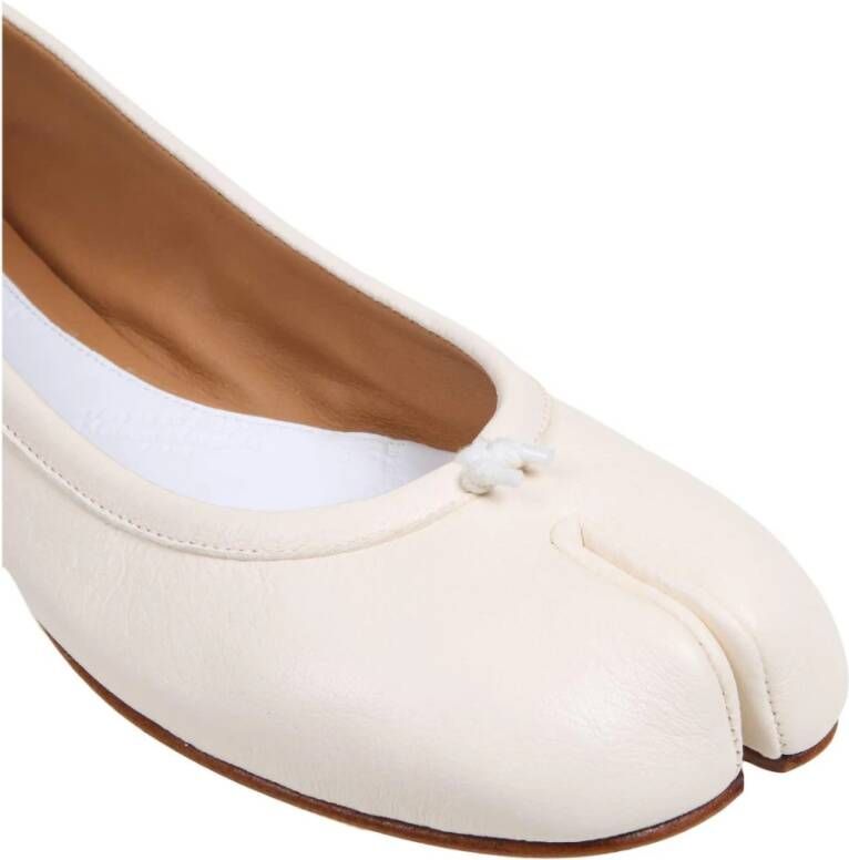 Maison Margiela Crème Leren Tabi Ballerina Schoenen Beige Dames