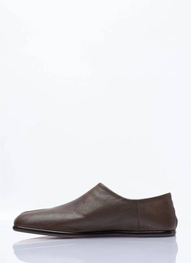 Maison Margiela Gekorreld Lederen Tabi Babouches Brown Heren