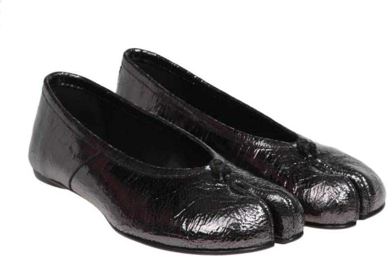 Maison Margiela Grijze Leren Ballerina Pumps Black Dames