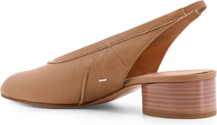 Maison Margiela Iconische Tabi Leren Slingback Hakken Brown Dames