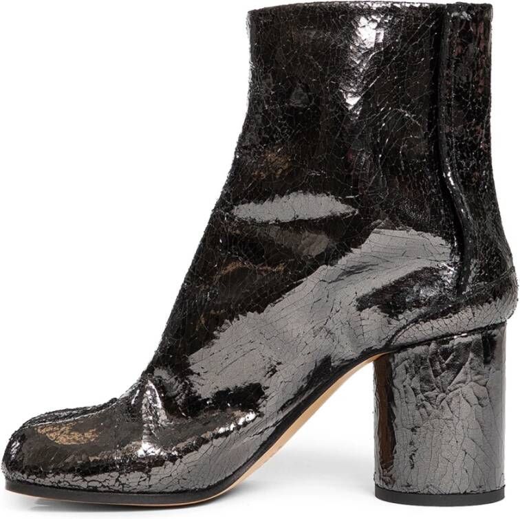 Maison Margiela Ironcrackled Mirror Leren Enkellaarzen Gray Dames