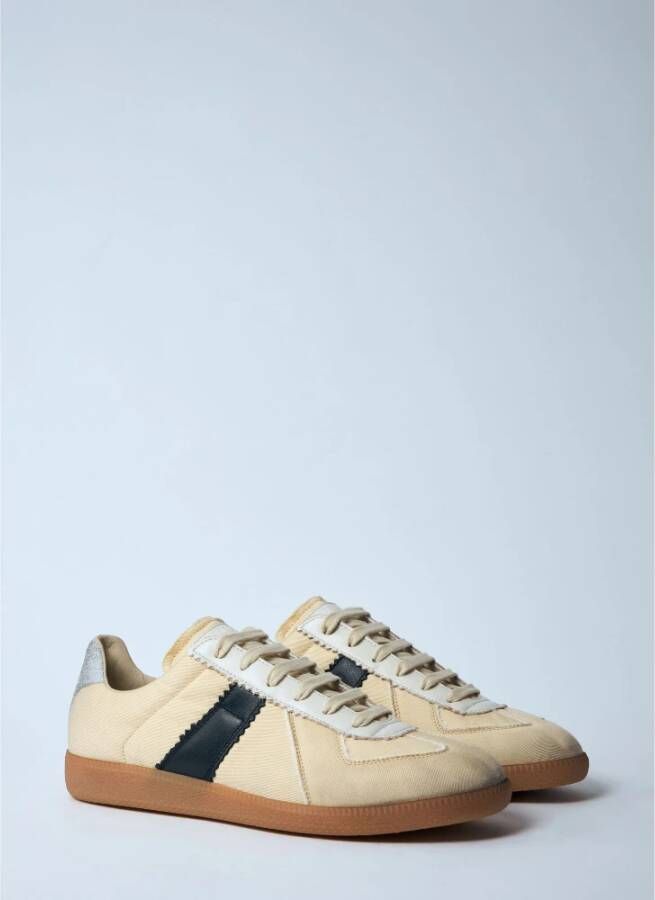 Maison Margiela Italiaanse Panel Sneakers in Boorweefsel Beige Heren