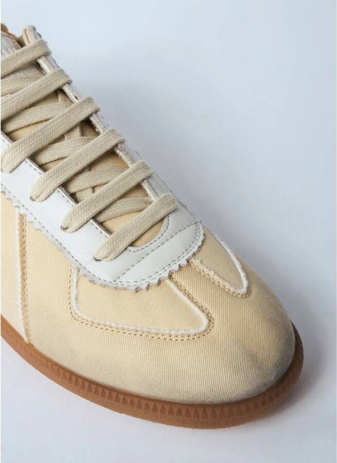 Maison Margiela Italiaanse Panel Sneakers in Boorweefsel Beige Heren