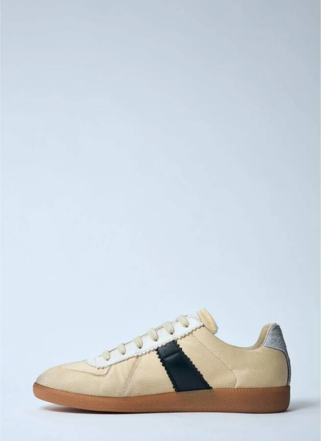 Maison Margiela Italiaanse Panel Sneakers in Boorweefsel Beige Heren