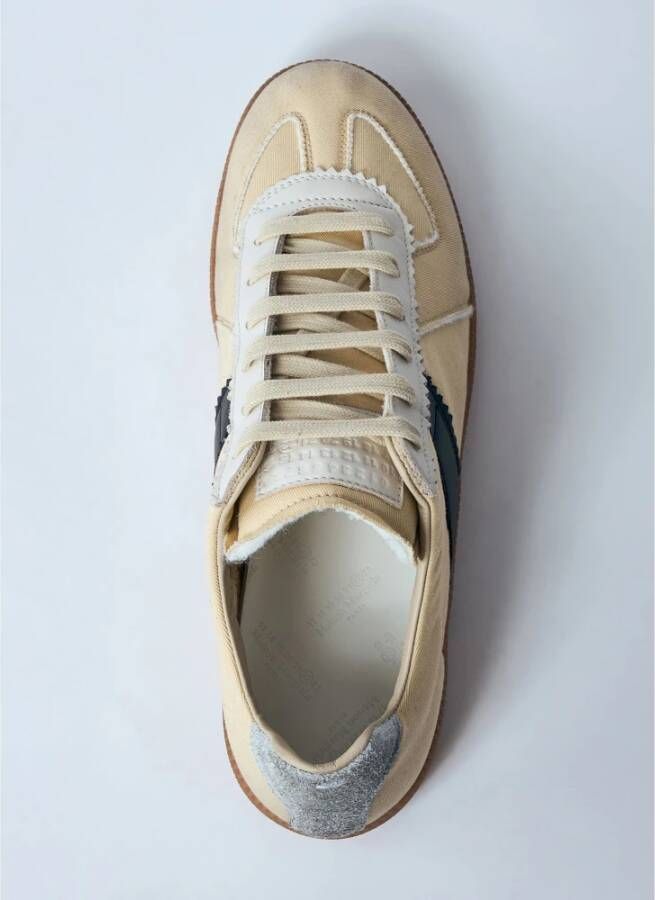 Maison Margiela Italiaanse Panel Sneakers in Boorweefsel Beige Heren