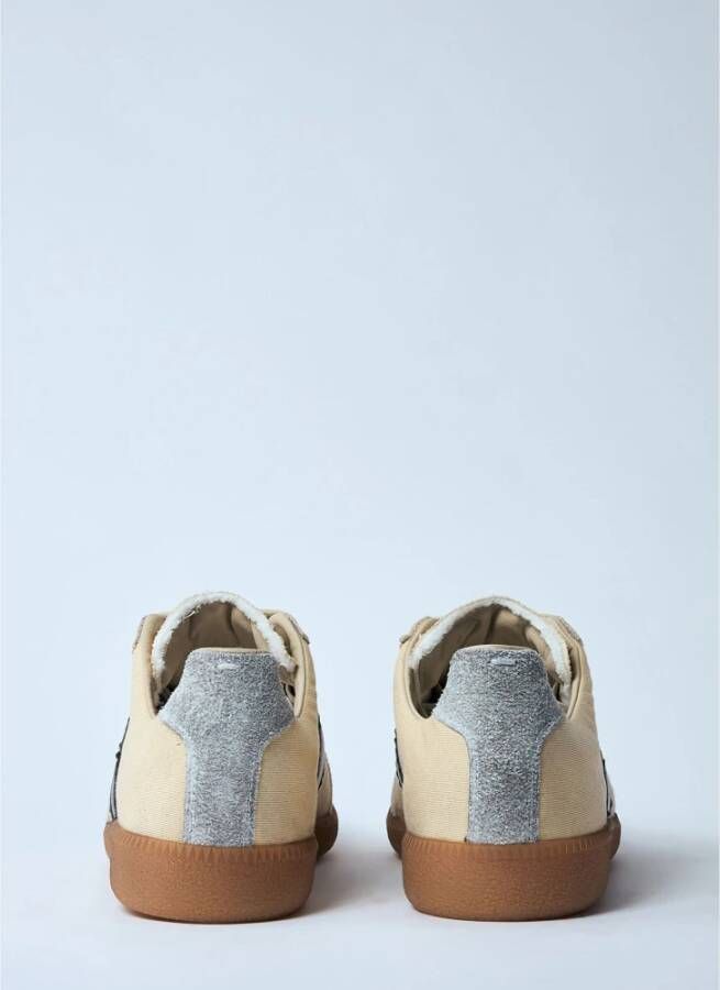 Maison Margiela Italiaanse Panel Sneakers in Boorweefsel Beige Heren