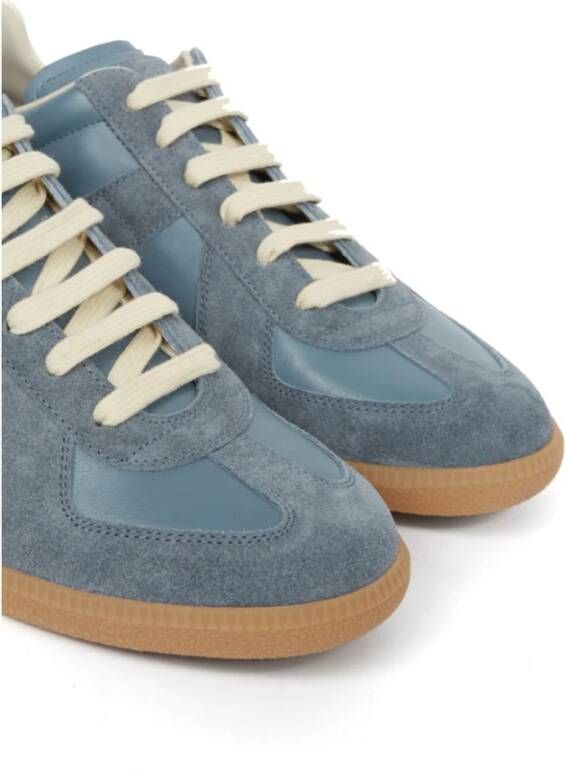 Maison Margiela Lage leren en suède sneakers Gray Heren