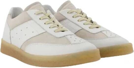 Maison Margiela Witte leren sneakers met contrasterende beige patches Wit Dames