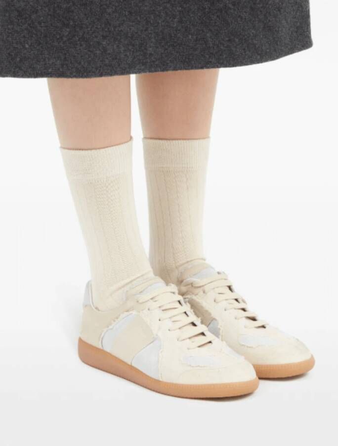 Maison Margiela Pastel Lace-Up Sneakers Beige Dames