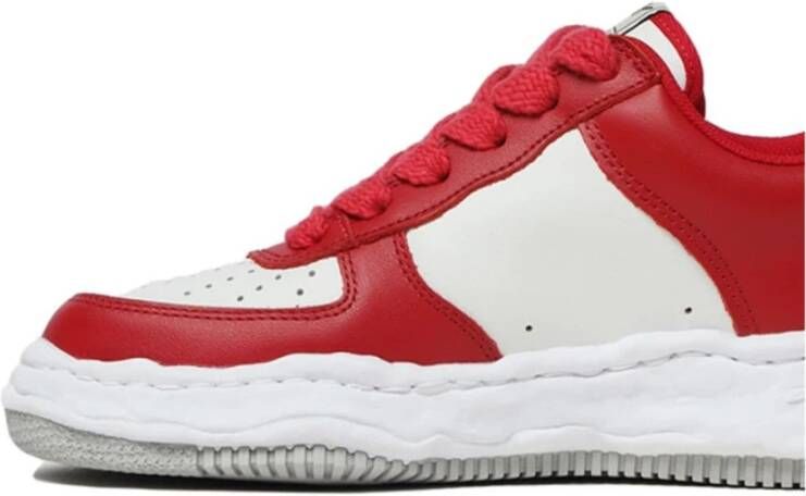 Maison Margiela Rode leren sneakers met kleurblok ontwerp Red Heren