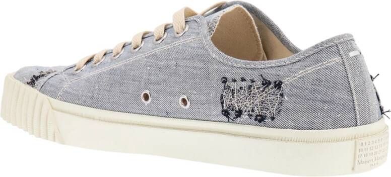 Maison Margiela Denim Geborduurde Sneakers Blauw Heren