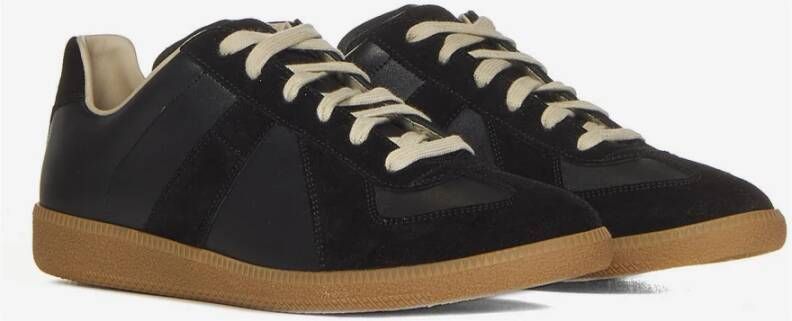 Maison Margiela Zwarte Ss23 Leren Sneakers Grijs Heren