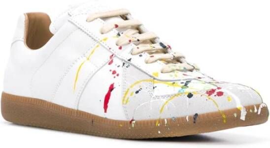 Maison Margiela Pollock Contrast Leren Sneakers Wit Heren