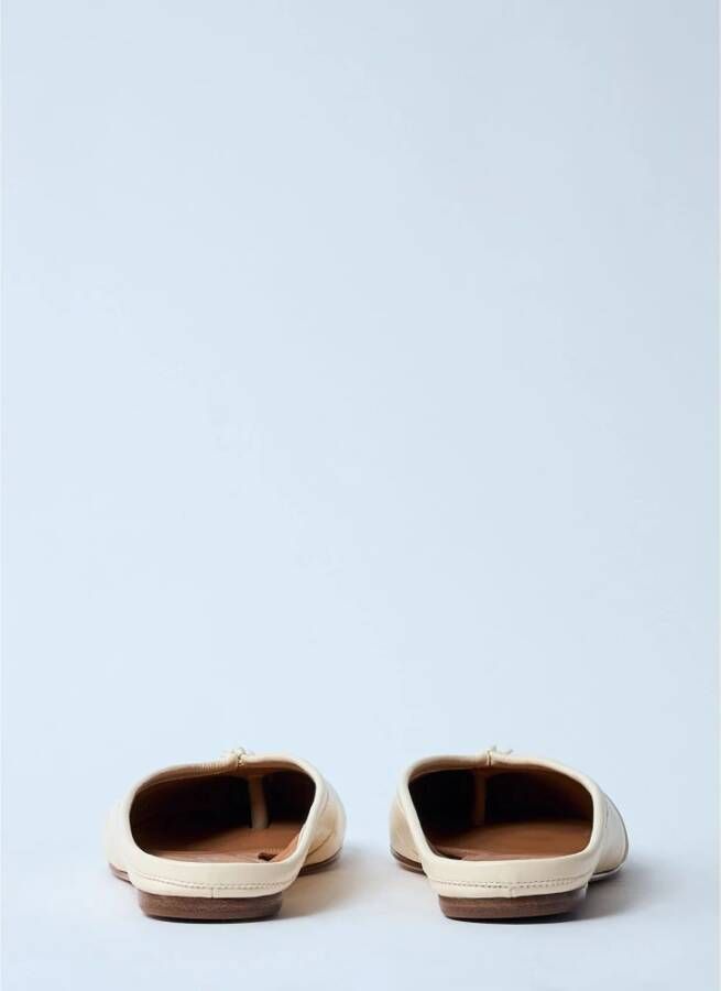 Maison Margiela Strik Detail Leren Ballerina Muiltjes White Dames