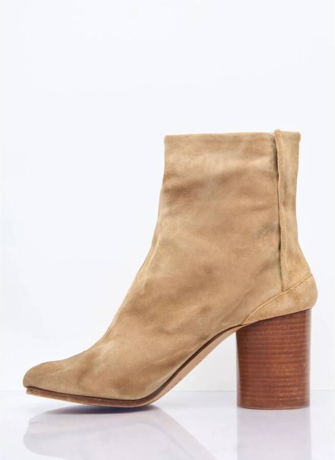 Maison Margiela Suede Tabi Enkellaarzen Beige Dames