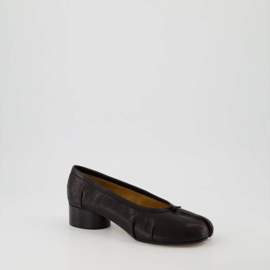 Maison Margiela Tabi Ballerina's Zwart Leer Black Dames