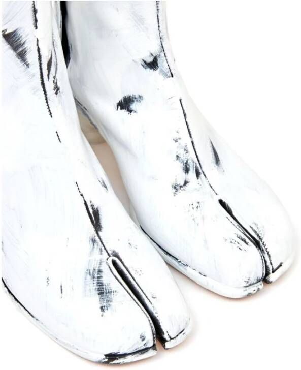 Maison Margiela Tabi Teen Leren Blokhak Schoenen White Heren