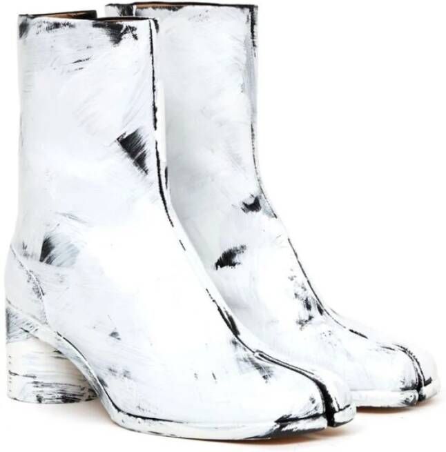 Maison Margiela Tabi Teen Leren Blokhak Schoenen White Heren