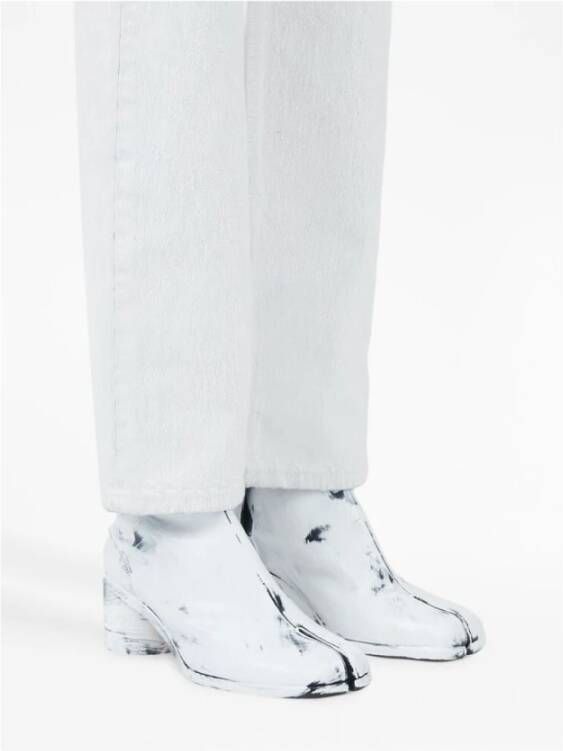 Maison Margiela Tabi Teen Leren Blokhak Schoenen White Heren