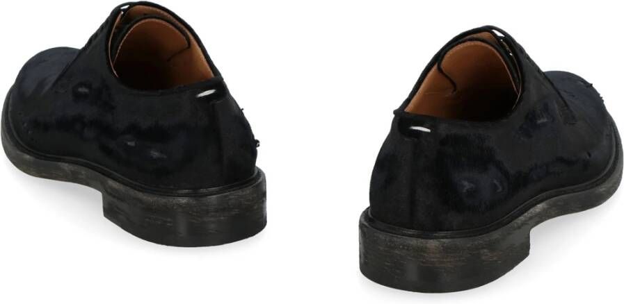 Maison Margiela Versleten Chenille Veterschoenen Black Heren