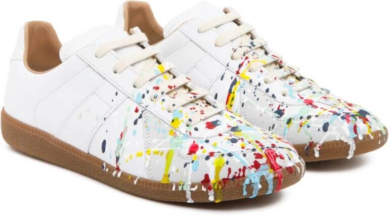 Maison Margiela Witte en Multikleur Paint Splatter Sneakers Wit Heren