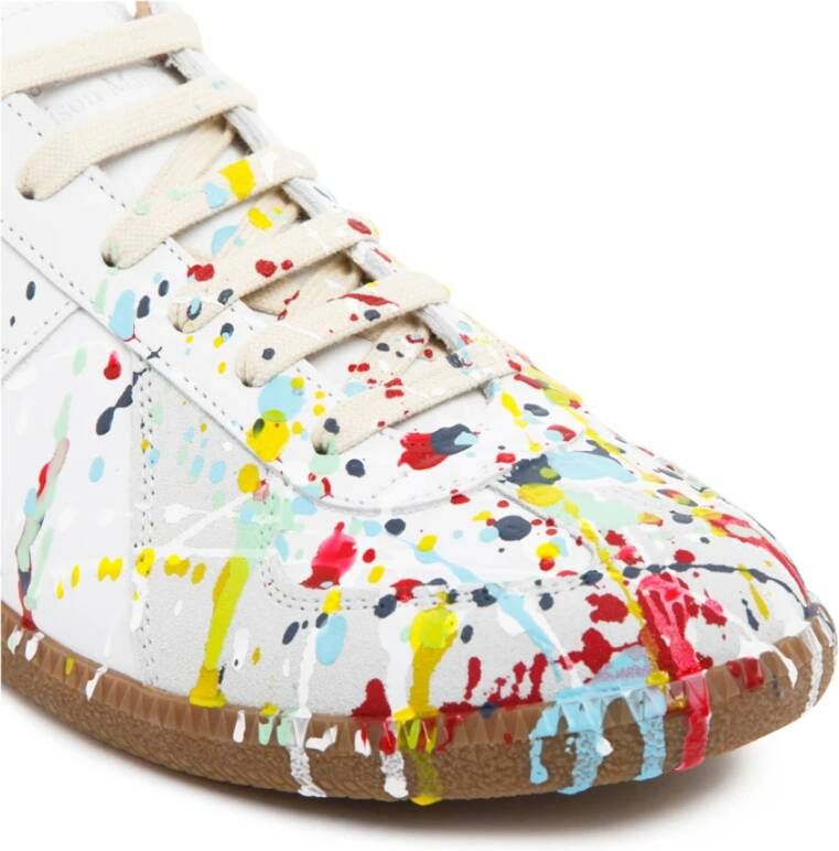 Maison Margiela Witte en Multikleur Paint Splatter Sneakers Wit Heren