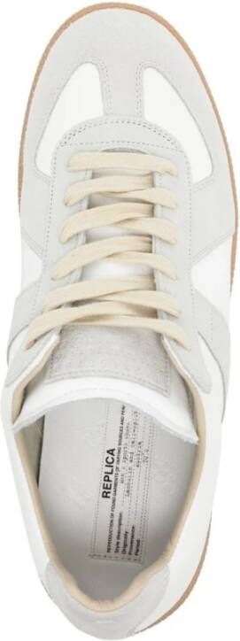 Maison Margiela Witte leren sneakers met suède inzetstukken Witte Leren Sneakers voor Heren White Heren