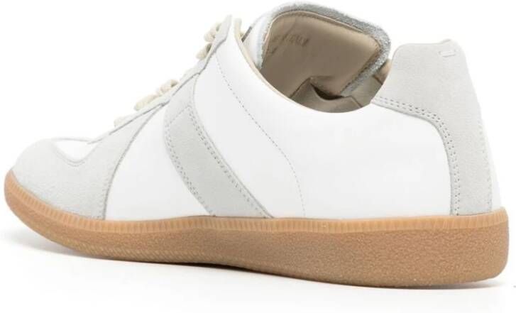 Maison Margiela Witte leren sneakers met suède inzetstukken Witte Leren Sneakers voor Heren White Heren