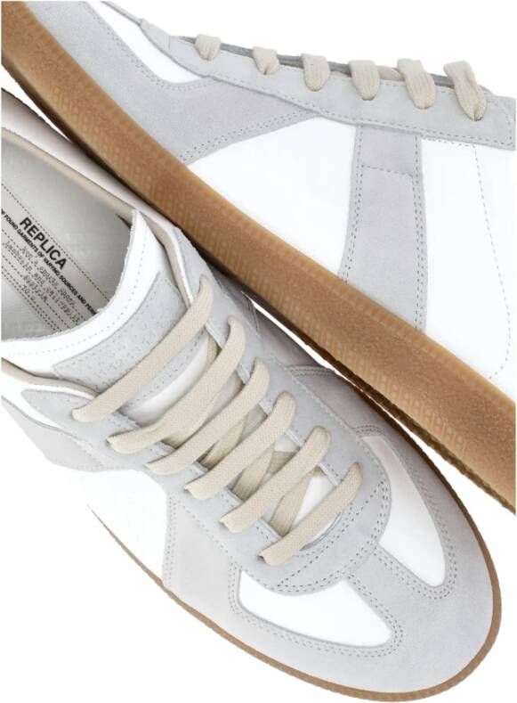 Maison Margiela Witte leren sneakers met suède inzetstukken Witte Leren Sneakers voor Heren White Heren