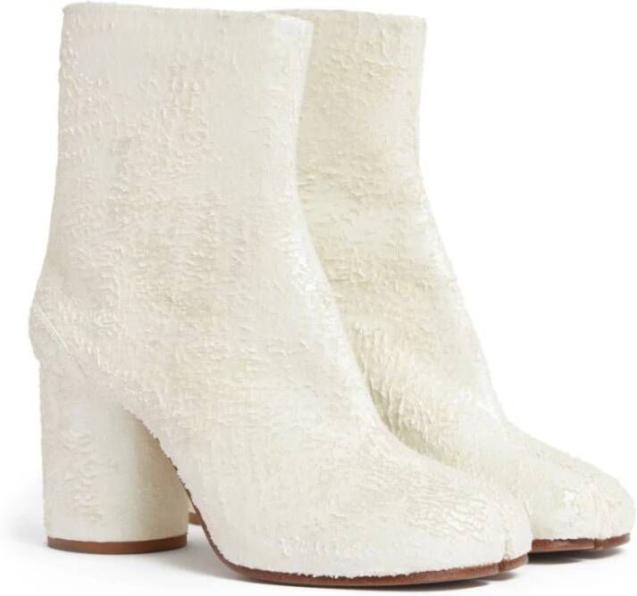 Maison Margiela Witte Parel Suède Laser-Cut Laarzen White Dames