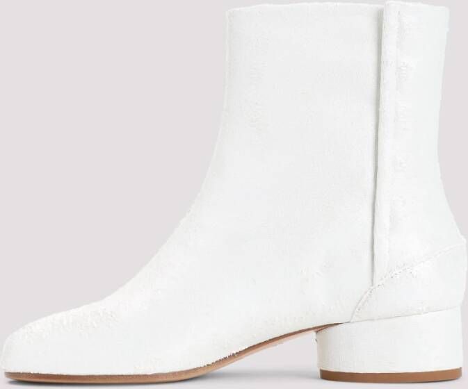 Maison Margiela Witte Parelmoer Tabi Enkellaarzen White Dames