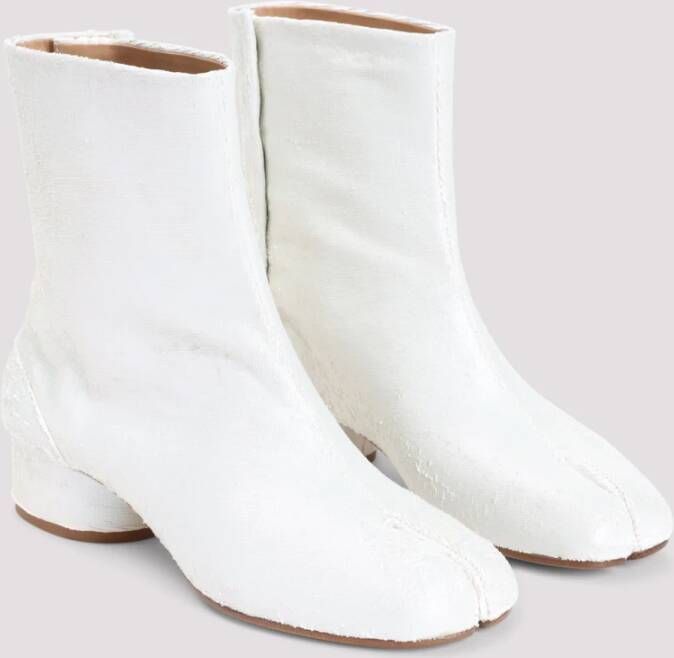 Maison Margiela Witte Parelmoer Tabi Enkellaarzen White Dames