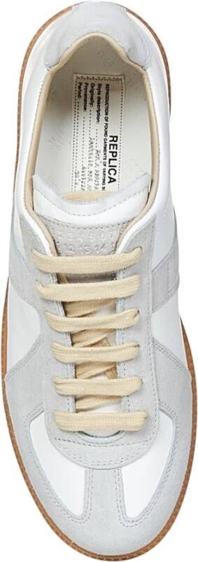 Maison Margiela Witte Leren Sneakers met Grijze Suède Inzetstukken White Heren - Foto 12