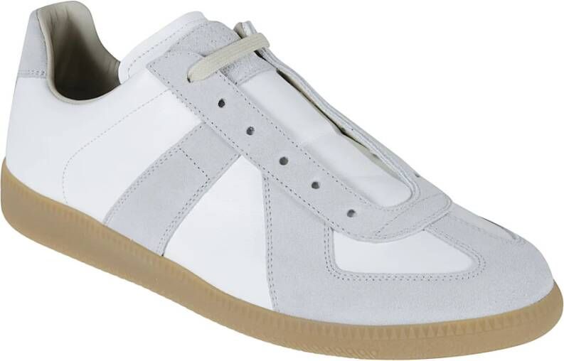 Maison Margiela Witte Leren Sneakers met Grijze Suède Inzetstukken White Heren - Foto 13