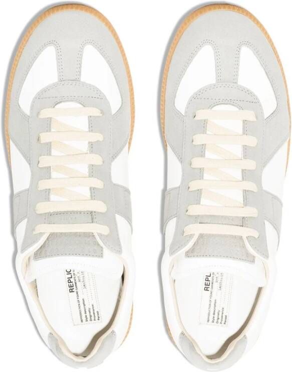 Maison Margiela Witte Leren Sneakers met Grijze Suède Inzetstukken White Heren - Foto 4