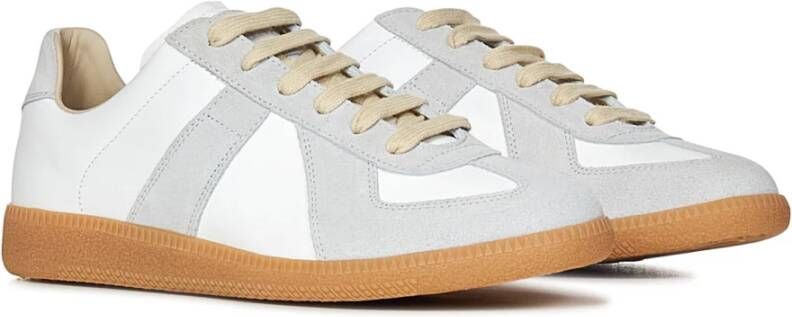 Maison Margiela Witte Leren Sneakers met Grijze Suède Inzetstukken White Heren - Foto 9