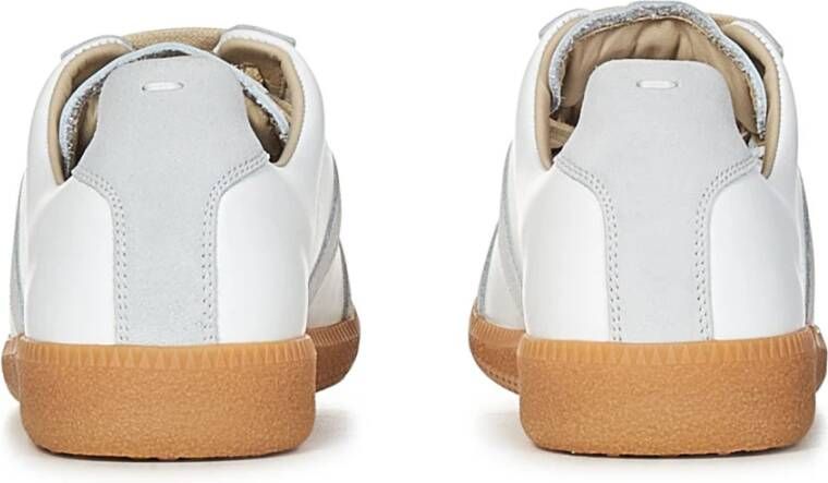 Maison Margiela Witte Leren Sneakers met Grijze Suède Inzetstukken White Heren - Foto 11