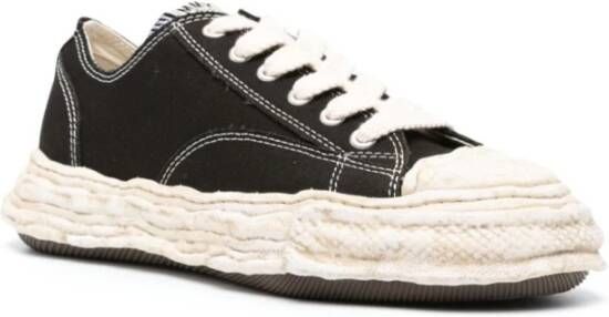 Maison Margiela Zwarte Canvas Sneakers met Dikke Zool Black Heren