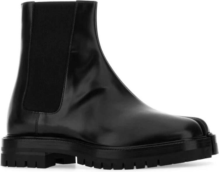 Maison Margiela Zwarte Leren Chelsea Enkellaarzen Black Heren