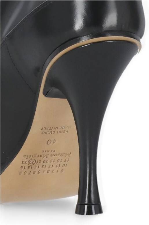 Maison Margiela Zwarte leren décolleté met Tabi teen Black Dames